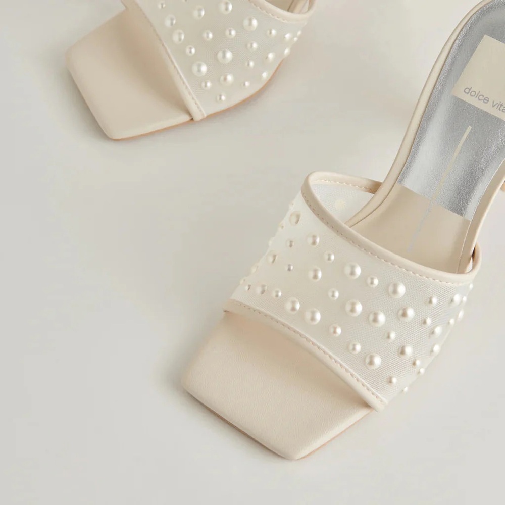 Dolce Vita Narda Pearl Ivory Mesh Heels